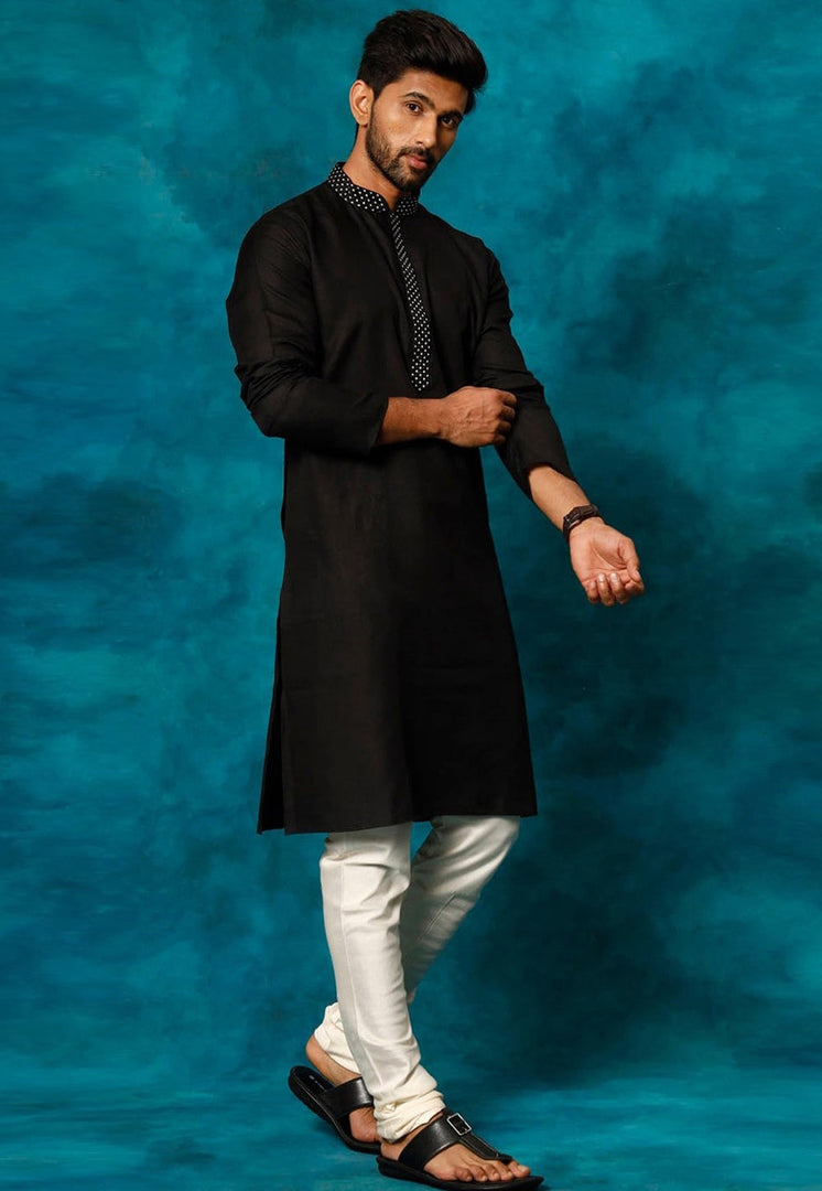 Black Cotton Kurta Pajama