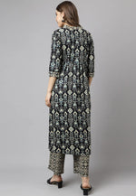 Load image into Gallery viewer, Black Cotton Kurta Set With Palazzo
