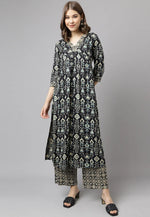 Load image into Gallery viewer, Black Cotton Kurta Set With Palazzo
