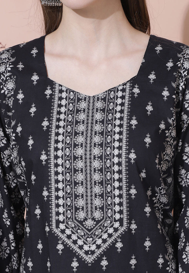 Black Cotton Pakistani Suit