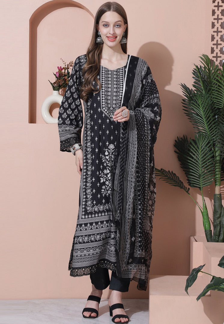Black Cotton Pakistani Suit