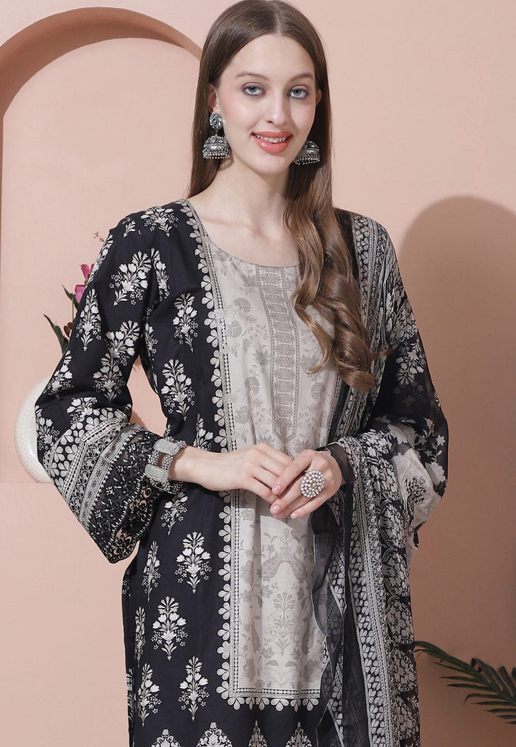 Black Cotton Pakistani Suit