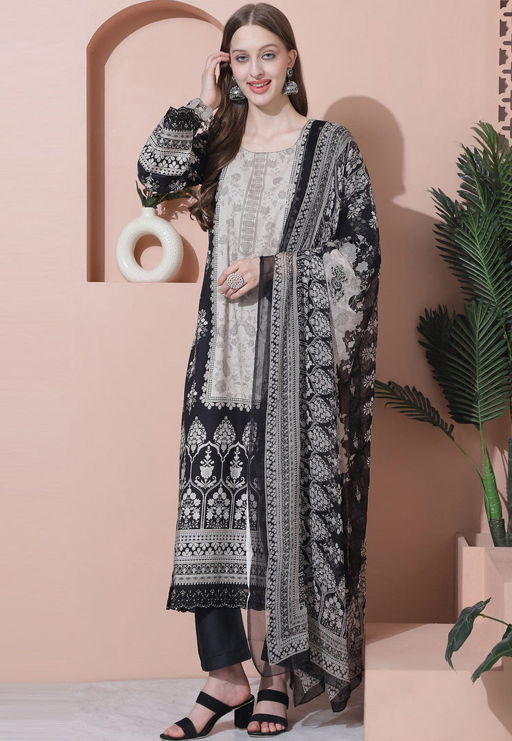 Black Cotton Pakistani Suit