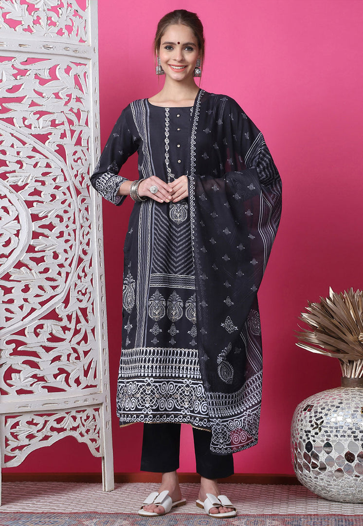 Black Cotton Pant Style Suit