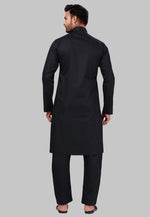 Load image into Gallery viewer, Black Cotton Pathani Suit
