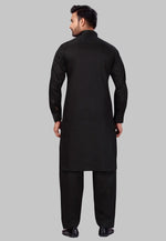 Load image into Gallery viewer, Black Cotton Pathani Suit

