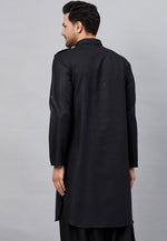 Load image into Gallery viewer, Black Cotton Pathani Suit
