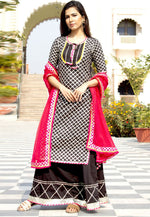 Load image into Gallery viewer, Black Cotton Rayon Readymade Palazzo Suit
