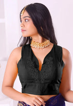 Load image into Gallery viewer, Black Cotton Readymade Blouse

