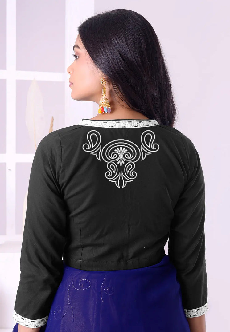 Black Cotton Readymade Blouse