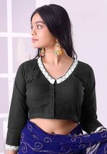 Load image into Gallery viewer, Black Cotton Readymade Blouse
