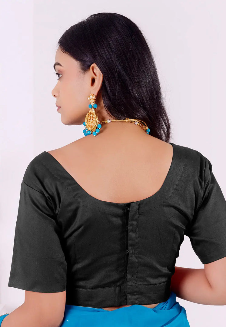 Black Cotton Readymade Blouse