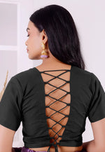 Load image into Gallery viewer, Black Cotton Readymade Blouse
