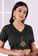 Load image into Gallery viewer, Black Cotton Readymade Blouse
