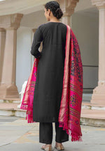 Load image into Gallery viewer, Black Cotton Readymade Pant Style Suit
