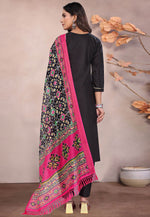 Load image into Gallery viewer, Black Cotton Readymade Pant Style Suit

