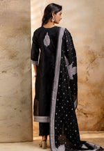 Load image into Gallery viewer, Black Cotton Readymade Pant Style Suit
