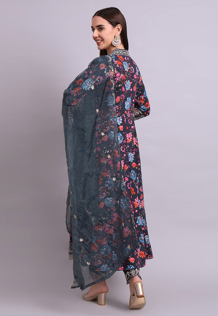 Black Cotton Readymade Pant Style Suit