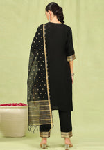 Load image into Gallery viewer, Black Cotton Readymade Pant Style Suit
