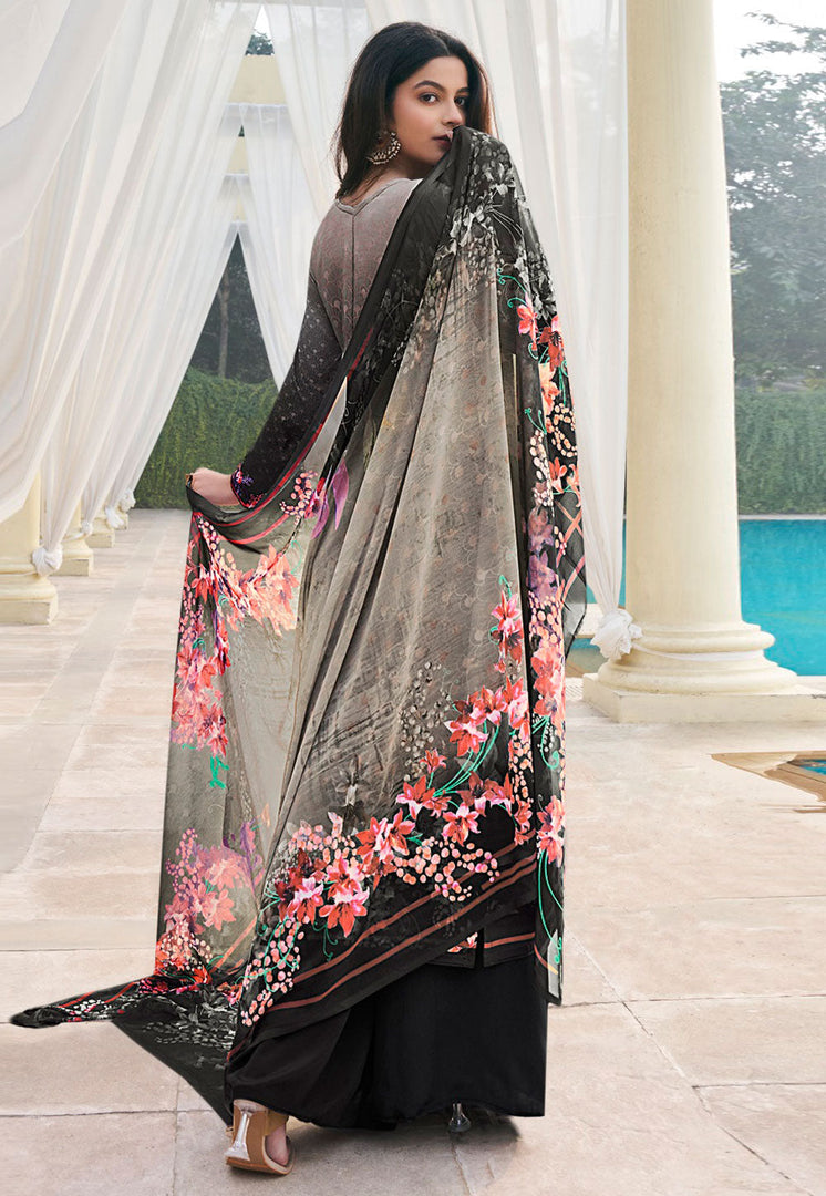 Black Crepe Pakistani Suit
