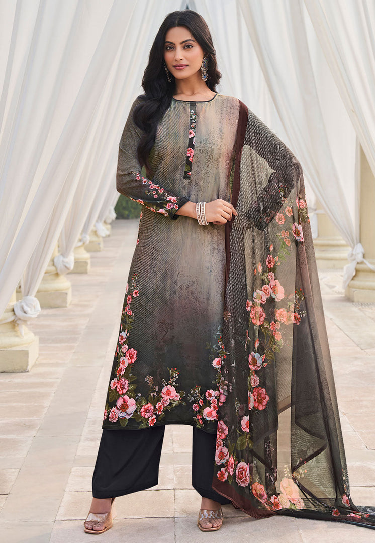Black Crepe Palazzo Suit