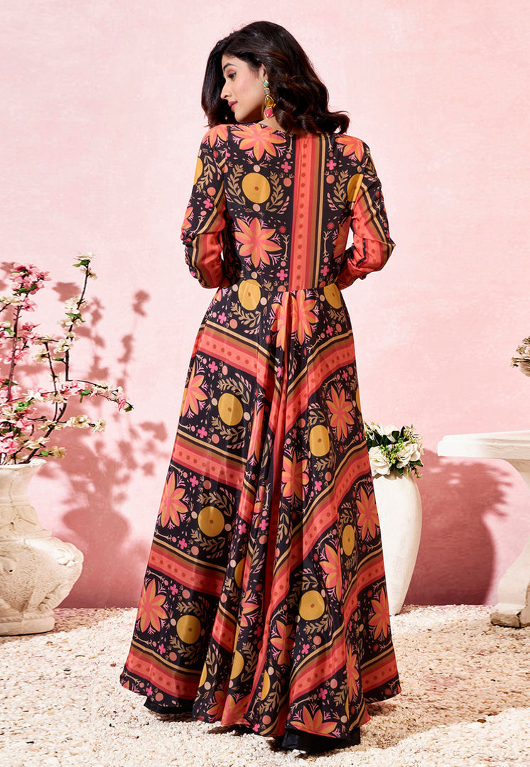Black Crepe Palazzo With Crop Top