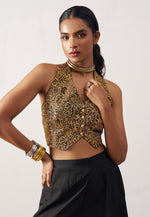 Load image into Gallery viewer, Black Crepe Readymade A Line Lehenga Choli
