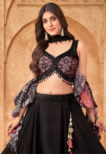 Load image into Gallery viewer, Black Crepe Readymade Lehenga Choli
