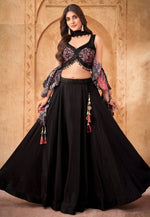 Load image into Gallery viewer, Black Crepe Readymade Lehenga Choli
