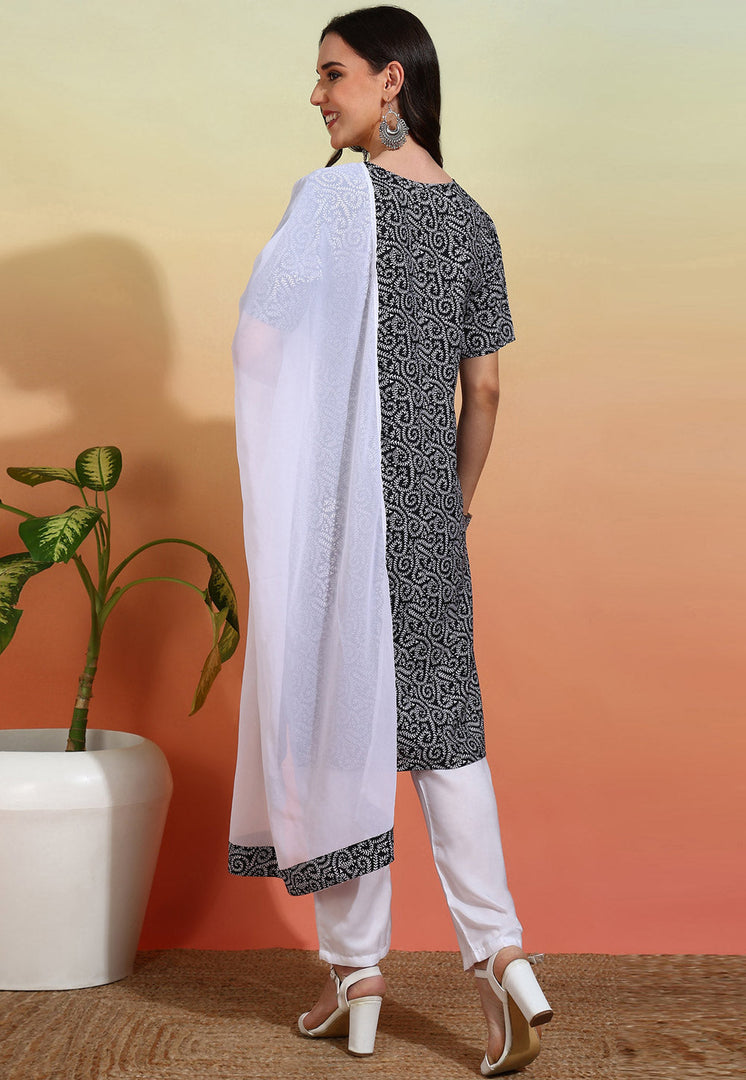 Black Crepe Readymade Pakistani Suit