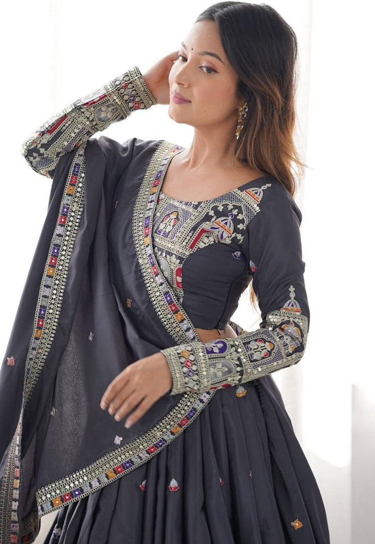 Black Crepe Silk Navratri Chaniya Choli