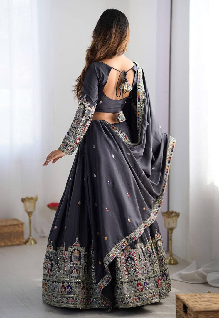 Black Crepe Silk Navratri Chaniya Choli