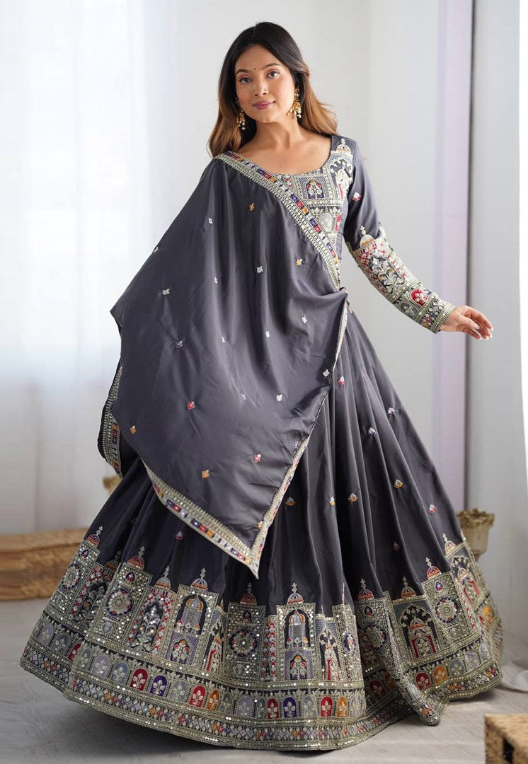 Black Crepe Silk Navratri Chaniya Choli