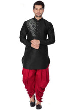 Load image into Gallery viewer, Black Dupion Silk Dhoti Kurta
