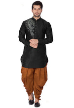 Load image into Gallery viewer, Black Dupion Silk Dhoti Kurta
