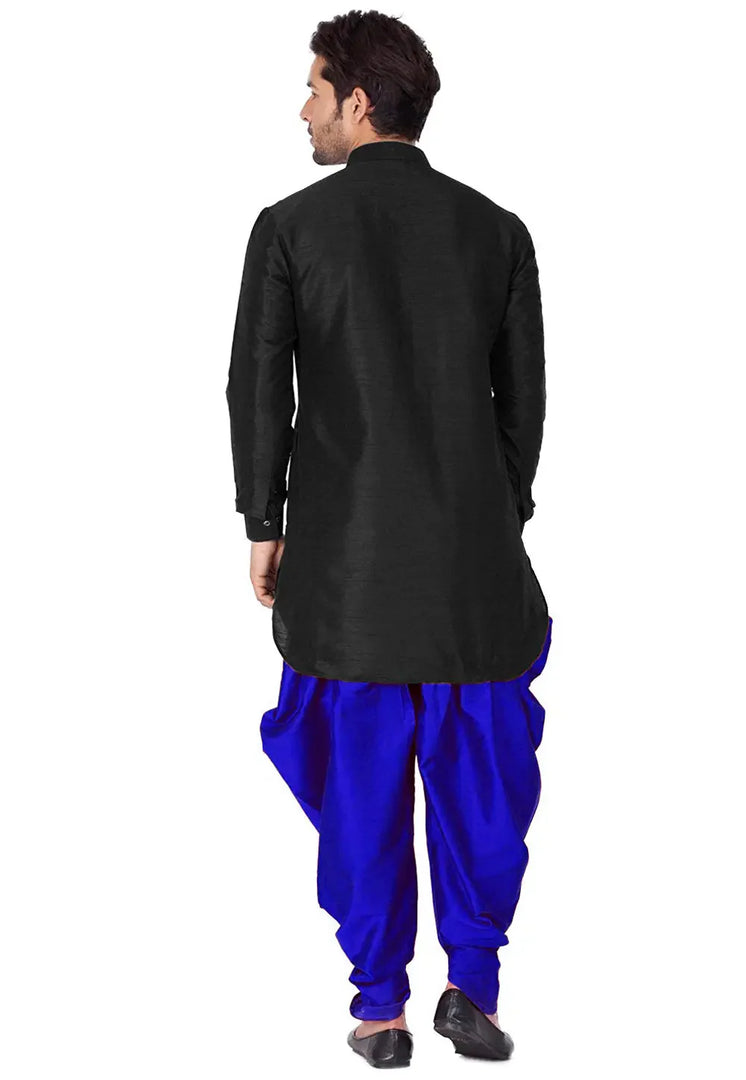 Black Dupion Silk Dhoti Kurta