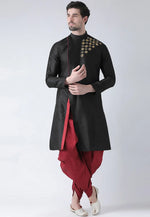 Load image into Gallery viewer, Black Dupion Silk Dhoti Kurta
