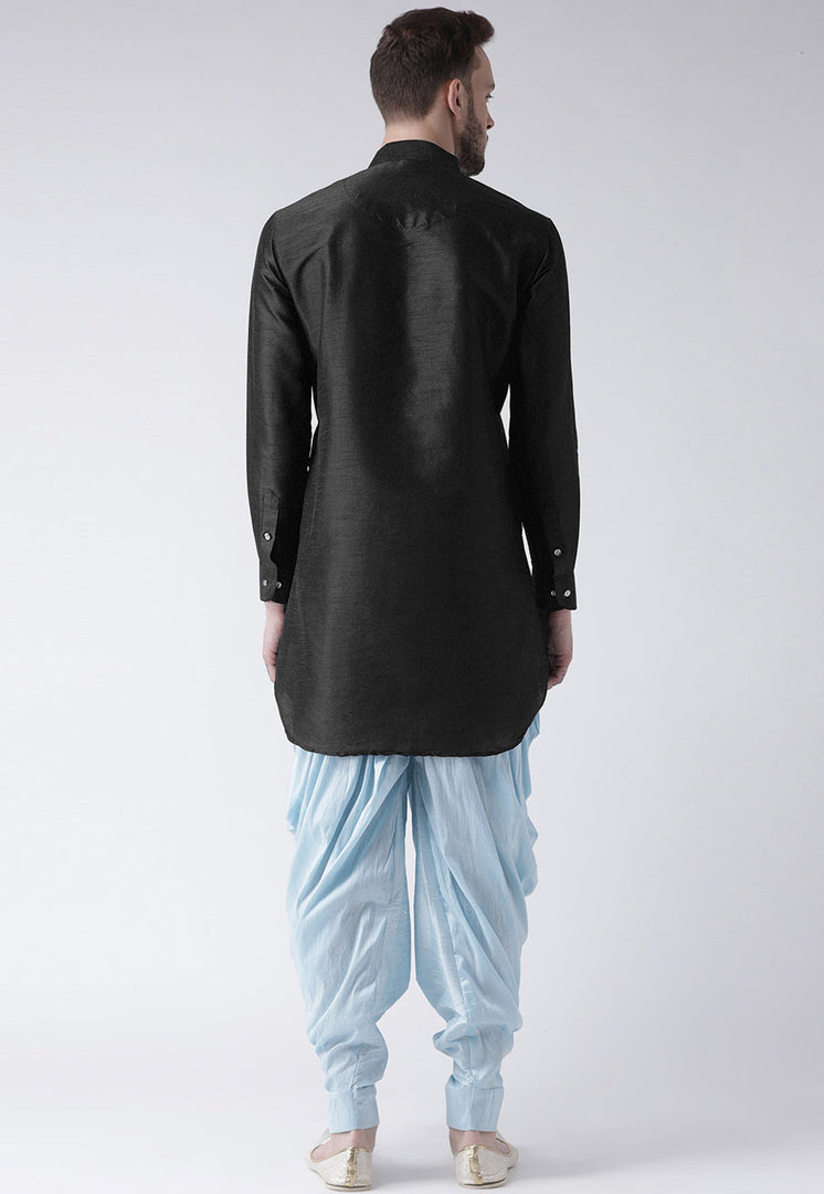 Black Dupion Silk Dhoti Kurta