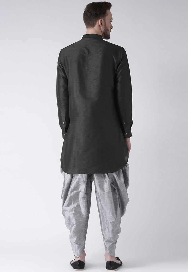 Black Dupion Silk Dhoti Kurta