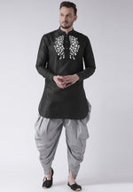 Load image into Gallery viewer, Black Dupion Silk Dhoti Kurta
