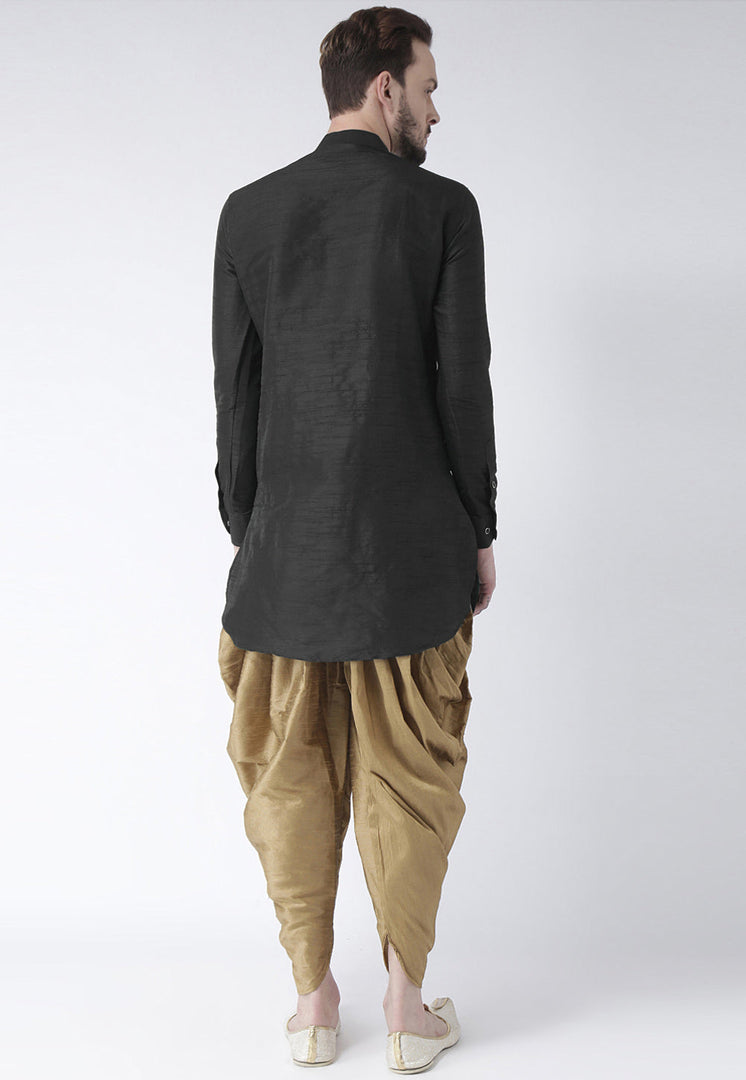 Black Dupion Silk Dhoti Kurta