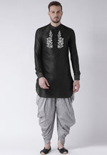 Load image into Gallery viewer, Black Dupion Silk Dhoti Kurta
