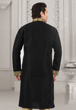 Load image into Gallery viewer, Black Dupion Silk Kurta Pajama
