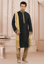 Load image into Gallery viewer, Black Dupion Silk Kurta Pajama
