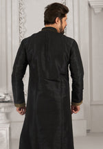 Load image into Gallery viewer, Black Dupion Silk Kurta Pajama
