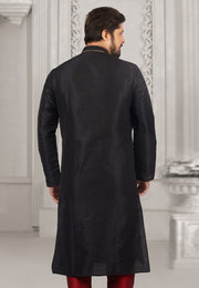 Black Dupion Silk Kurta Pajama