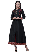 Load image into Gallery viewer, Black Dupion Silk Kurta Set With Pent
