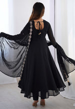 Load image into Gallery viewer, Black Faux Georgette Readymade Anarkali Suit
