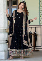 Load image into Gallery viewer, Black Faux Georgette Readymade Anarkali Suit
