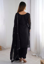 Load image into Gallery viewer, Black Faux Georgette Readymade Pant Style Suit
